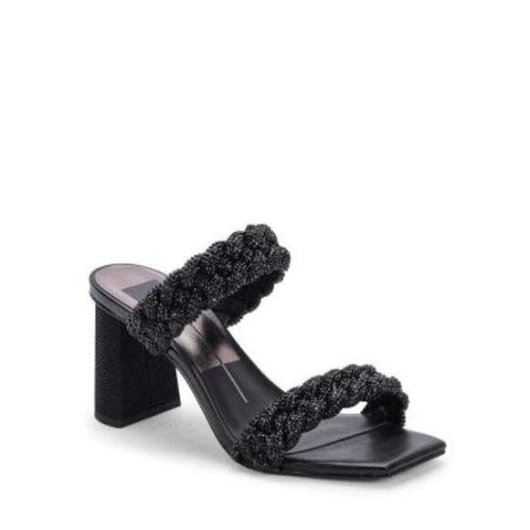 NEW in Box Dolce Vita Rhinestone Paily Braided Heel Women's Black Size 6
